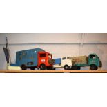 Triang Toys - an eary 1950s transporter; a Sand and Ballat Co Ltd truck; a Triang Transit van 200;