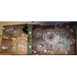 Glassware - a Victorian cut glass decanter; others similar;