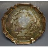 A 20th century shaped silver card tray salver, Searles, London 1958,