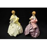 A Royal Worcester figure, modelled by Freda Doughty, First Dance, in yellow colourway,