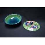 A Moorcroft Clematis pattern powder bowl and cover,