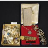 Jewellery - rings, an enamel St Christopher; writswatch, etc.