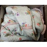 Textiles - Sanderson vintage stitched floral chintz bed cover, c.