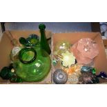 Glassware - a large green glass Viresa carboy; a Murano type vase;