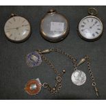 Watches - a Victorian silver open face pocket watch, cream dial, Roman numerals, spade hands,