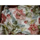 Textiles - a pair of glazed cotton floral curtains,