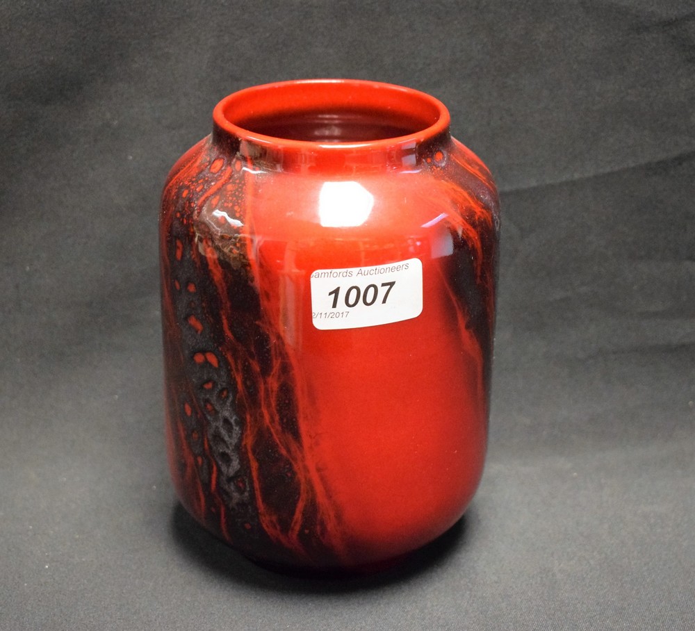 A Royal Doulton Archives Fanling Vase in Oriental Sung red drip glaze,