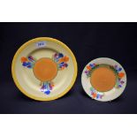 A Clarice Bizarre Cliff Crocus pattern circular plate, brightly decorated with crocus, 26cm diam,