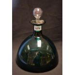 A Holmgaard ship's decanter, designed by Per Lütken, of hemisperical form in deep sea green,