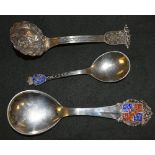 Three Scandanavian silver armorial spoons