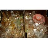 Glassware - a cut glass decanter; other cut glass including stemware,