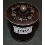 A silver mounted tortoiseshell dressing table jar,
