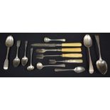 Silver - a George III silver spoon, London 1818; others, Victorian and later; etc.