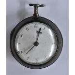 A George III silver pair cased pocket watch, J Camden, London, white enamel dial, Arabic numerals,