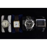 Watches - a Seconda XS 100102 quartz chronograph stainless steel bracelet wristwatch, black dials,