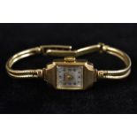An Audax Art Deco lady's 9ct gold bracelet watch, rectangular dial, Arabic numerals,