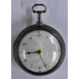 A George V silver pair cased pocket watch, George Robinson, London, white enamelled dial,