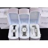 Watches - Lorus, a lady's stainless steel bracelet watch, grey graduating tone dial,