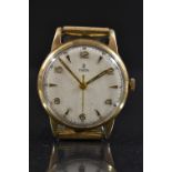 Rolex Tudor - a vintage 9ct gold cased gentleman's wristwatch, textured dial, gold Arabic numerals,