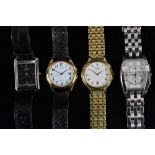Watches - a Citizen stiletto Eco-Drive gentleman's wristwatch, rectangular black dial,