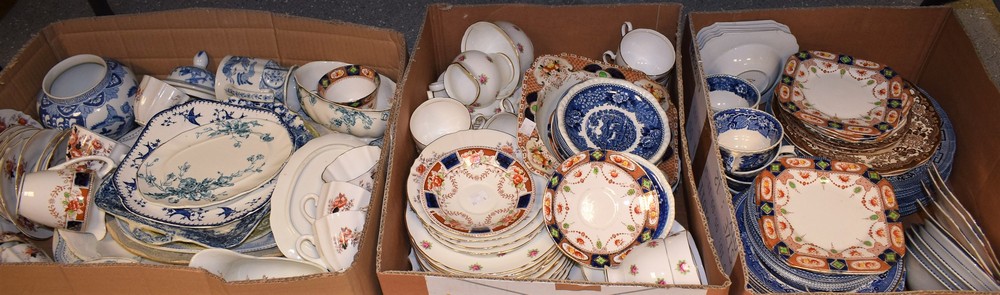 Ceramics - a quantity of blue and white tableware;