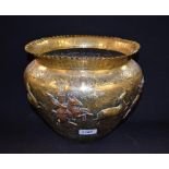 A 19th century Indian brass and copper ovoid jardiniere,