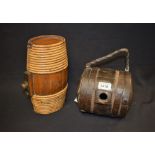 Breweryana - a 19th century iron bound oak bandy cotterell, entwined leather handle,