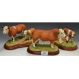 Border Fine Arts - a model of a Simmental Cow and Calf A1253; pair of Simmental Calves A1468;