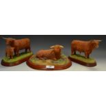 Border Fine Arts - a model of a Highland Bull (lying) A4068; Highland Bull A2311;