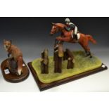 A resin model of a three day Eventer, Chestnut Horse; another resin model of a Dog Fox,