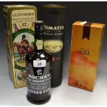 Wines and Spirits - Rochas Old Tawney port, sealed ,good level of fill, Tomatin Scotch whisky,