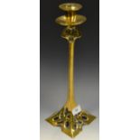 An early 20th century WMF style brass candlestick,