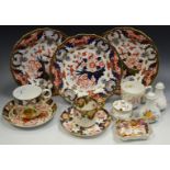 A Royal Crown Derby Imari cup & saucer; three plates (one with faults);
