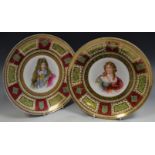 A pair of Vienna type wall plates, printed and painted with a noble couple,