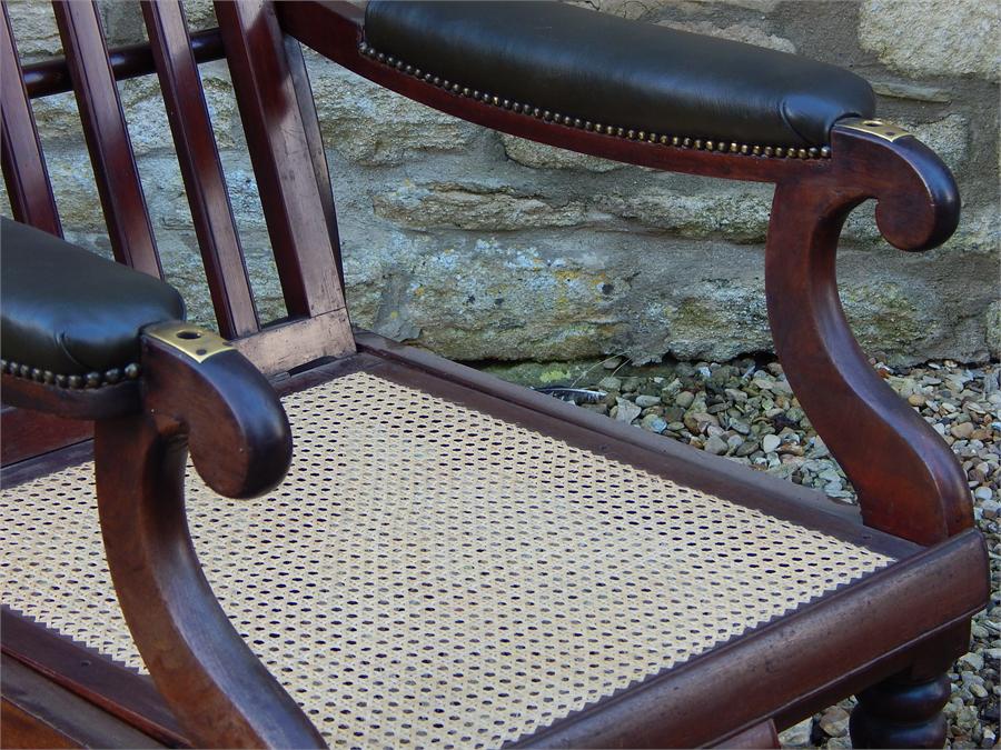 A William iV Metamorphic Adjustable Reclining Mahogany Bergere Library Armchair, with pull out leg - Image 5 of 11