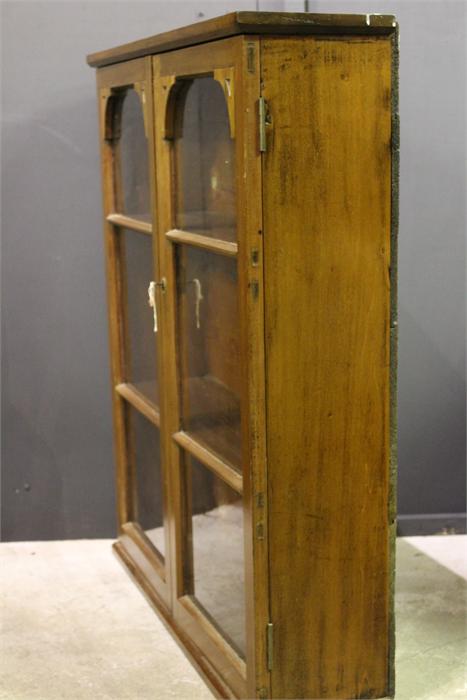 A 19th Century Walnut wall mounted display cabinet with glazed doors. (Key in Office) - Image 4 of 5