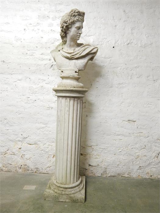 Classical style bust and column - stone effect resin - Dimensions