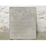 "the old toll house" cement? sign - modern