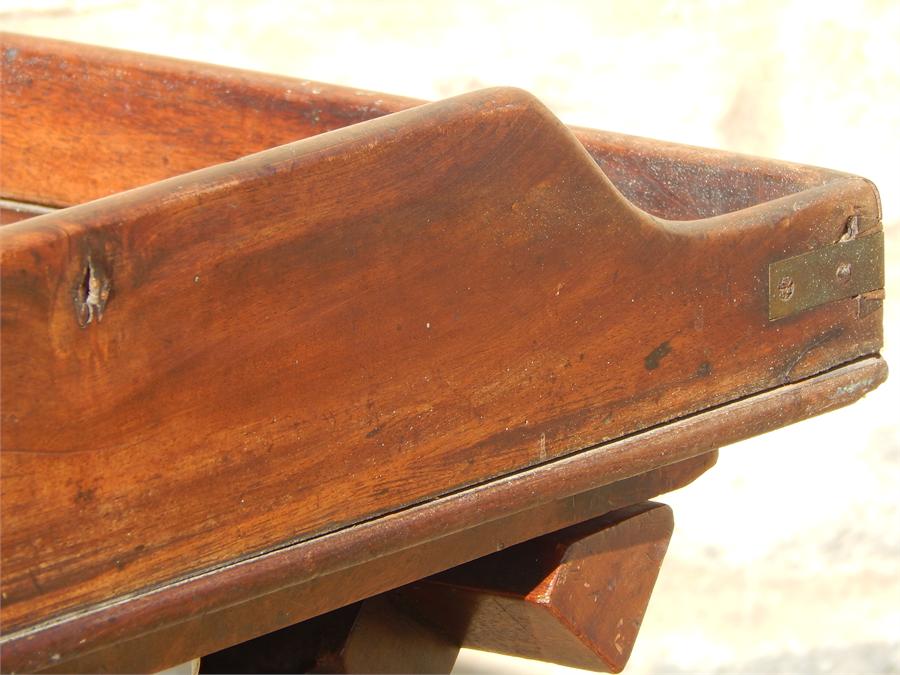 Mahogany Campaign Table with Fold-out Leaf, and Associated tray "Camp" table. Brass Female fitting - Image 17 of 17