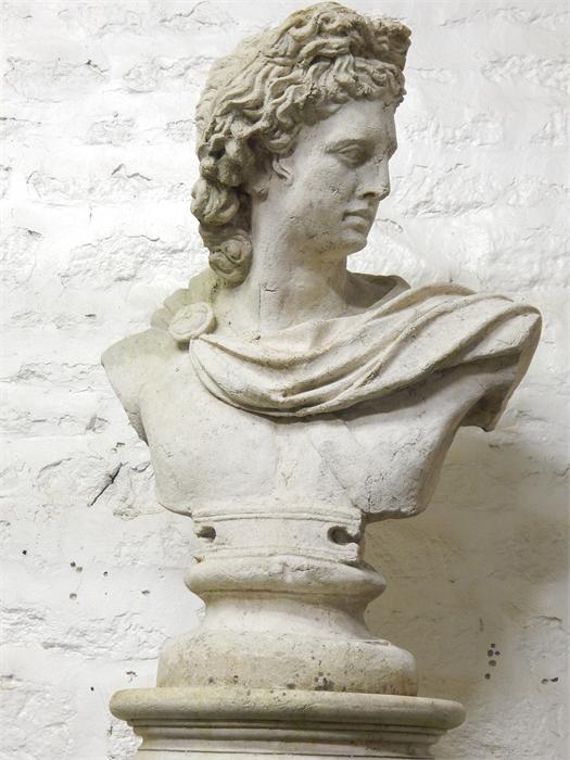 Classical style bust and column - stone effect resin - Dimensions - Image 2 of 3