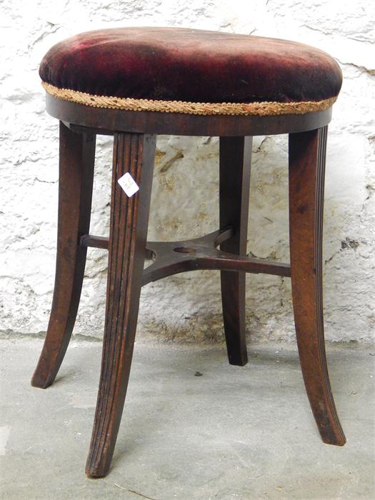 Piano Stool, Mahogany with Reeded Splay Legs, Regency, first half 19th century now with fixed top, - Image 2 of 4