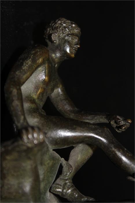 Two bronze figures of seated males, one with winged feet. Height: - Image 18 of 18