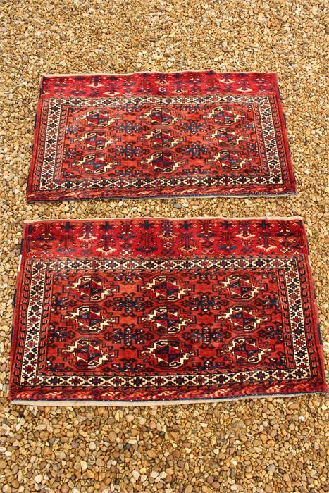 A pair of fine quality Mid 19th century turkoman, very fine weave torba rugs; both approximately - Image 10 of 12