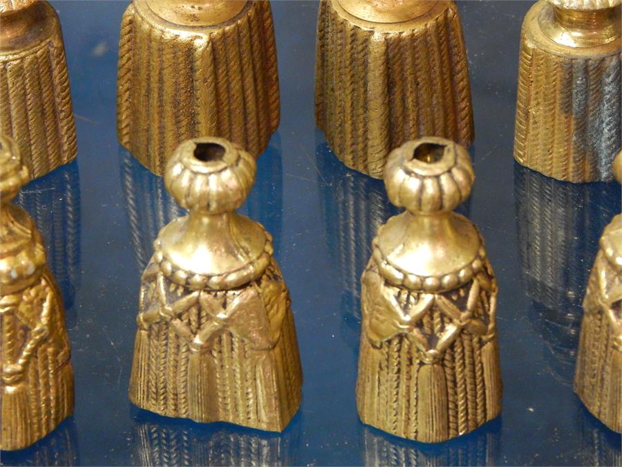 Ten gold painted alloy curtain pulls in the form of a bell. - Image 8 of 12