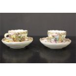 Two Dresden Miniature Cabinet Cup and saucers.