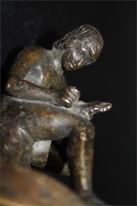 Two bronze figures of seated males, one with winged feet. Height: - Image 17 of 18