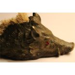 An Cast Gilt Bronze Boar / Hog Desk Paper Clip / Pen wipe Holder, with red glass eyes, Possibly