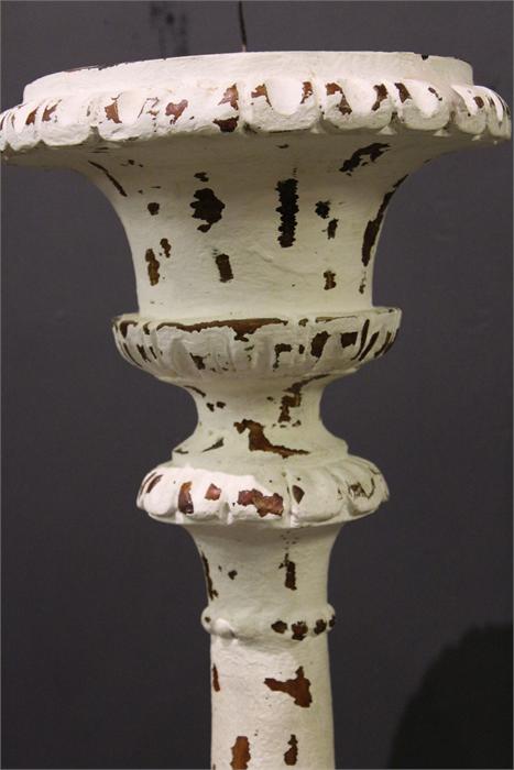 A pair of large wooden painted pricket candle stands. - Image 5 of 20