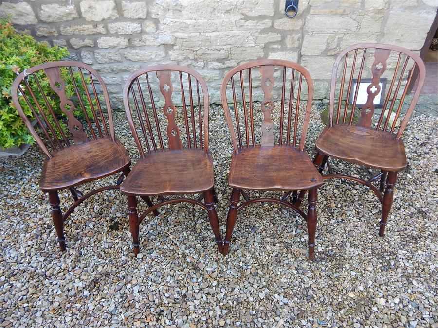 A matching set of four Lincolnshire windsor side chairs , circa 1815 , each signed " WILSON GRANTHAM - Image 21 of 38