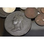 Mixed coins and medals including Victoria Bronzed Spelter Medallion to commemorate visit to city